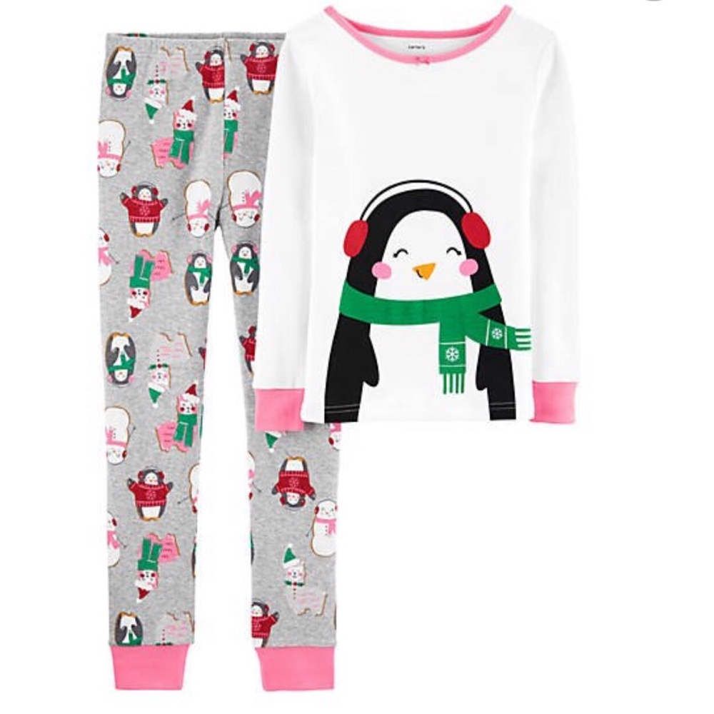 🆕NWT Carter’s girls 2 piece penguin pajamas